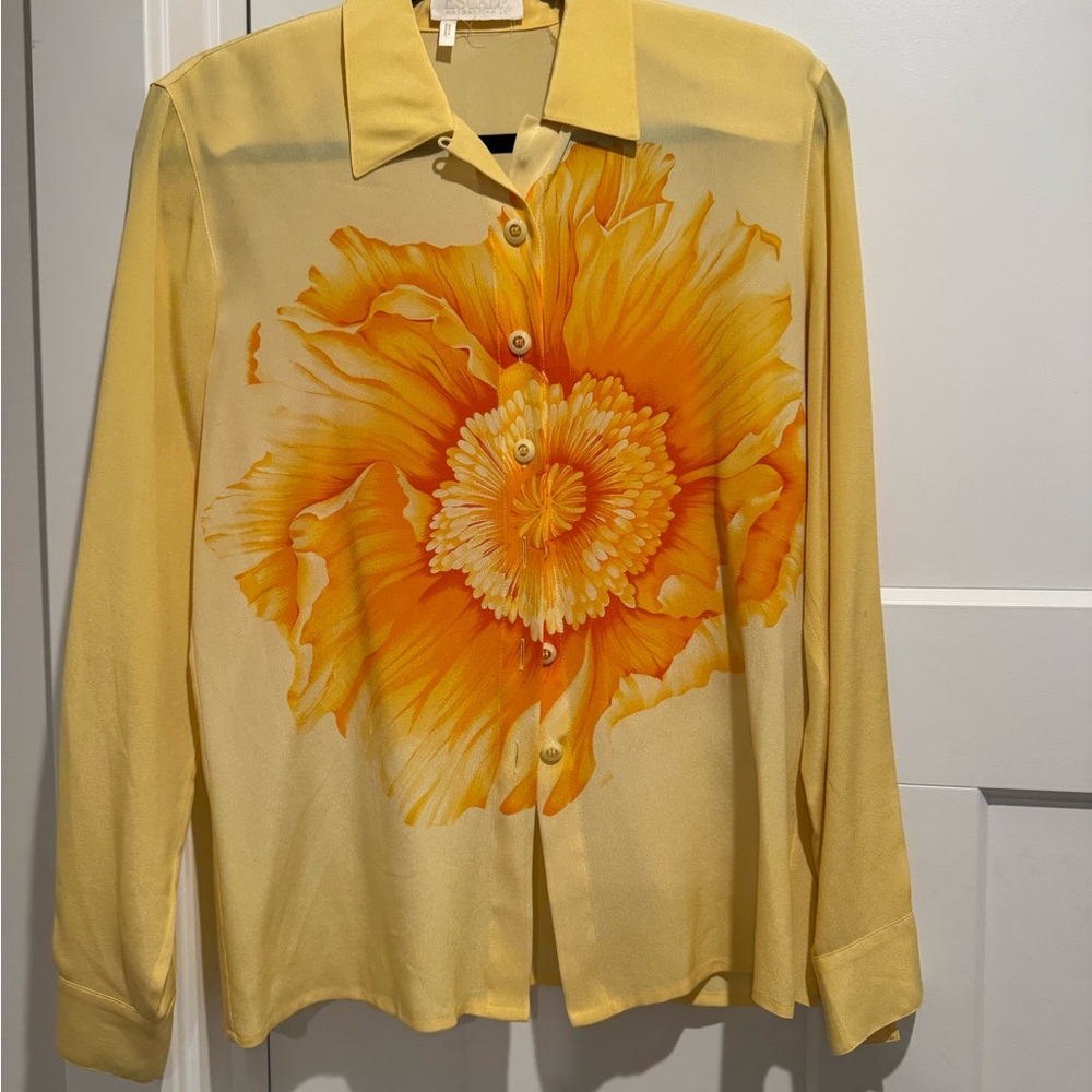 Escada Yellow Floral Blouse
